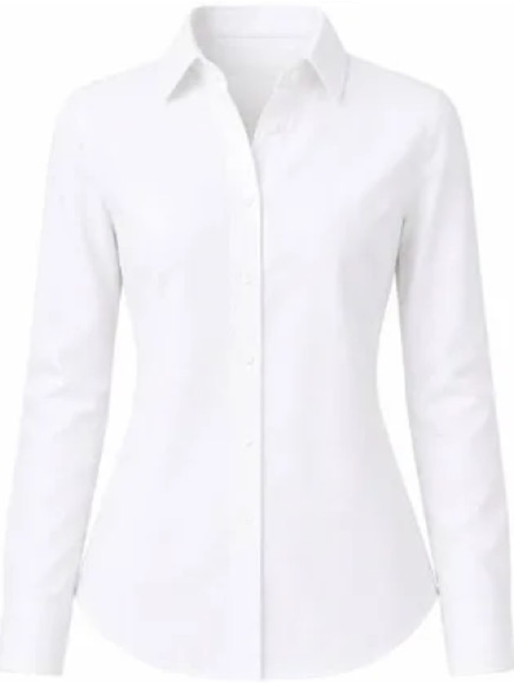Classic White Button-Down Shirt — Women's Tailored Long Sleeve